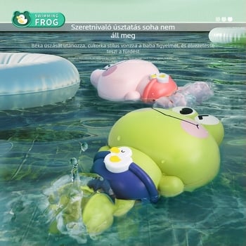 Tekerős vízijáték gyerekeknek: béka és teknős a fürdéshez, műanyag, 4–6 évesek