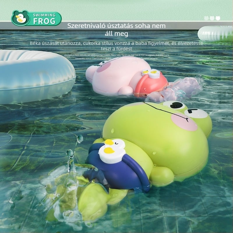 Tekerős vízijáték gyerekeknek: béka és teknős a fürdéshez, műanyag, 4–6 évesek