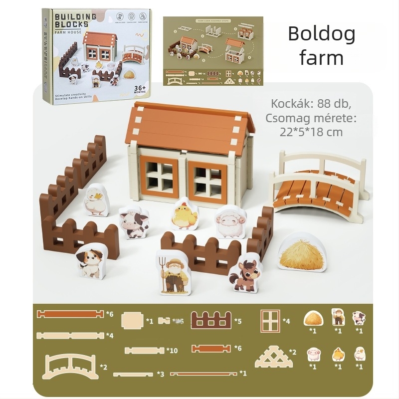 Luban-féle faból készült mortise–és–tenon építőblokkok, 100–200 darab, 4–6 éveseknek, DIY oktató játék