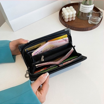 Női PU bőr clutch pénztárca telefontokkal, 1 hajtás, több kártyahely, lopás elleni védelem, vízálló