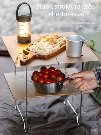 Hordozható összecsukható kempingasztal, hidegen hengerelt acéllemezből, összecsukható, utazásokhoz, testreszabható feldolgozás