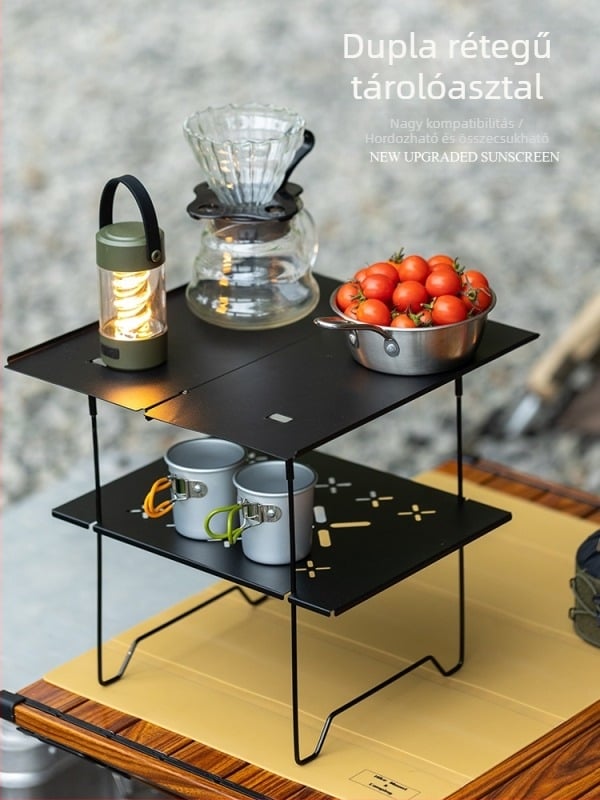 Hordozható összecsukható kempingasztal, hidegen hengerelt acéllemezből, összecsukható, utazásokhoz, testreszabható feldolgozás
