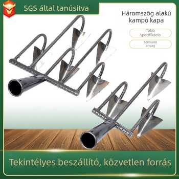 Háromszög alakú kapa ötfogú mangán acélból a talaj lazítására és gyomirtásra