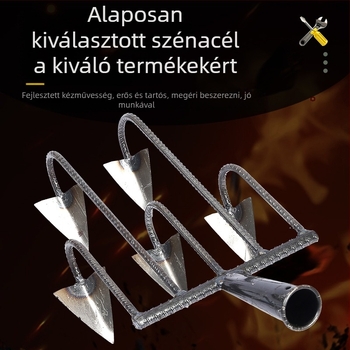 Háromszög alakú kapa ötfogú mangán acélból a talaj lazítására és gyomirtásra