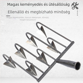 Háromszög alakú kapa ötfogú mangán acélból a talaj lazítására és gyomirtásra