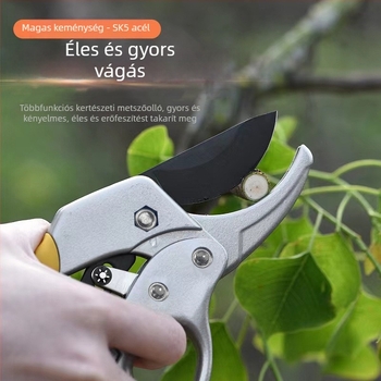 Ágvágó metszőolló kerthez és virágokhoz, gyümölcsfák vastag ágainak metszésére, pengeszárvédővel és ergonomikus markolattal