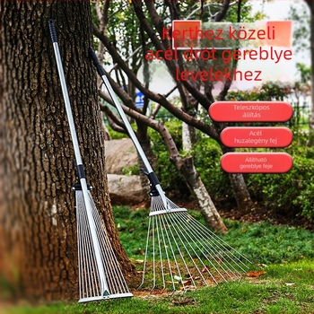 Enjoy rozsdamentes acélból készült 15-zúgos teleszkópos kerti gereblye