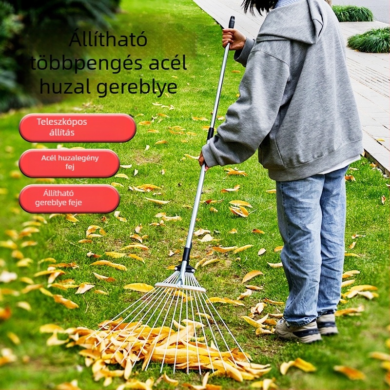 Enjoy rozsdamentes acélból készült 15-zúgos teleszkópos kerti gereblye