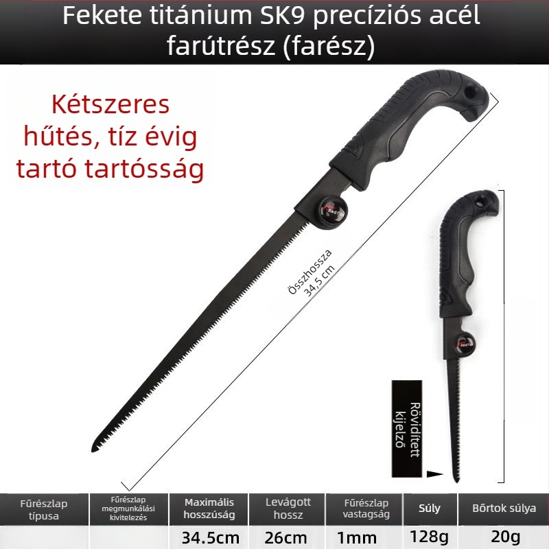 Kézi visszahúzható metszőfűrész kültéri faipari készlet, SK9 penge, három részes