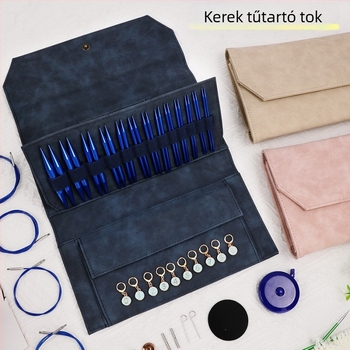 EB109 PU kötéshez tartozó tároló táska — kézitáska kötőtűk, körkötőtűk és horgolótűk tárolására, modern minimalist stílus
