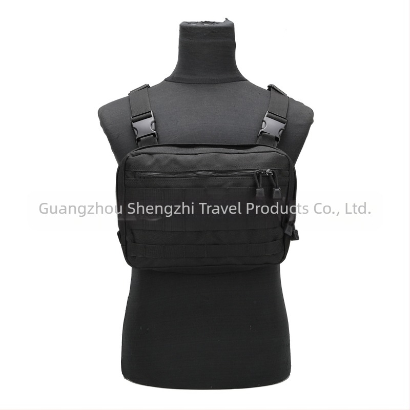 Outdoor taktikai hálós mellkas táska, két vállpánttal, nylon anyag, anti-theft, vízálló, crossbody