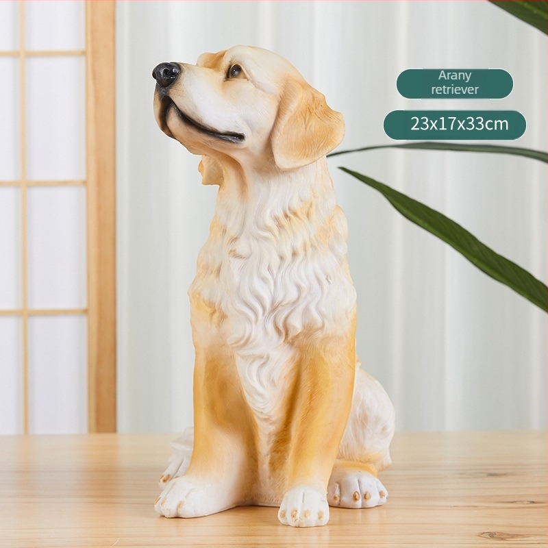 Golden Retriever gyanta szobor kültéri kertdekorációhoz - állatfigura, Márka Chiyo
