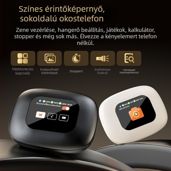 Vezeték nélküli sport fülhallgató fülhorgos kialakítással, érintésre vezérléssel és digitális kijelzővel (Bluetooth 5.4, 15 m hatótávolság, 4–8 óra akkumulátoridő)