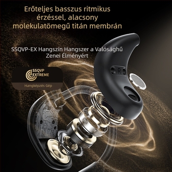 Vezeték nélküli sport fülhallgató fülhorgos kialakítással, érintésre vezérléssel és digitális kijelzővel (Bluetooth 5.4, 15 m hatótávolság, 4–8 óra akkumulátoridő)