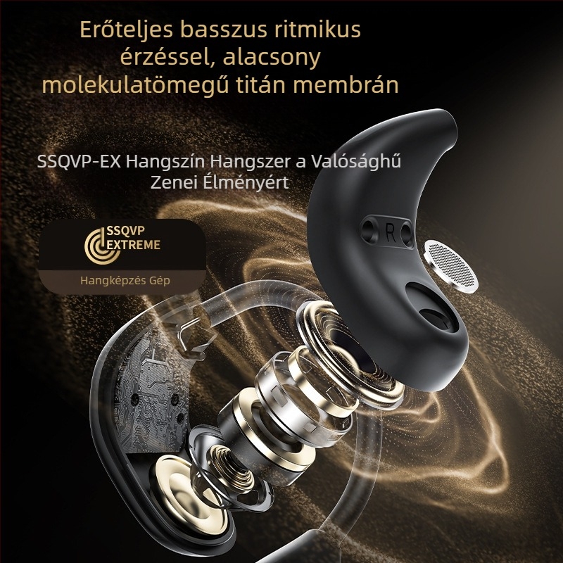 Vezeték nélküli sport fülhallgató fülhorgos kialakítással, érintésre vezérléssel és digitális kijelzővel (Bluetooth 5.4, 15 m hatótávolság, 4–8 óra akkumulátoridő)