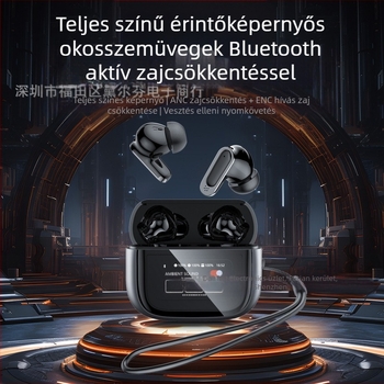 In-ear vezeték nélküli Bluetooth fülhallgató ANC+ENC és érintőképernyővel, Bluetooth 5.3, IPX5, 10 m hatótáv, 4–8 órás üzemidő, sztereó
