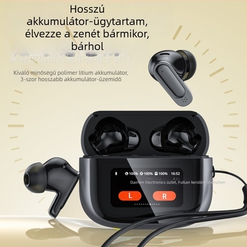 In-ear vezeték nélküli Bluetooth fülhallgató ANC+ENC és érintőképernyővel, Bluetooth 5.3, IPX5, 10 m hatótáv, 4–8 órás üzemidő, sztereó