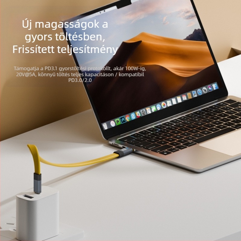 Type-C adatkábel – 100W kimenet, PD 20Gbps gyors töltés, PVC test, YX márka