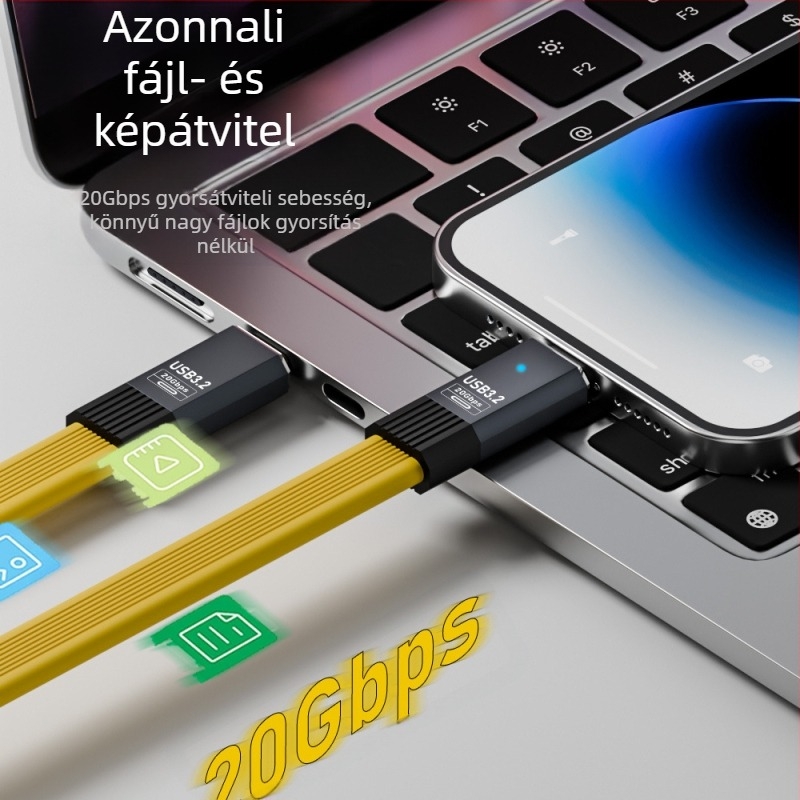 Type-C adatkábel – 100W kimenet, PD 20Gbps gyors töltés, PVC test, YX márka