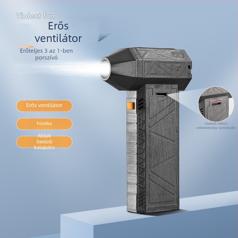 Csapágy nélküli turbóventilátoros hajszárító, hordozható, hideg levegő, fokozatmentes sebességszabályozás, forgó fúvóka