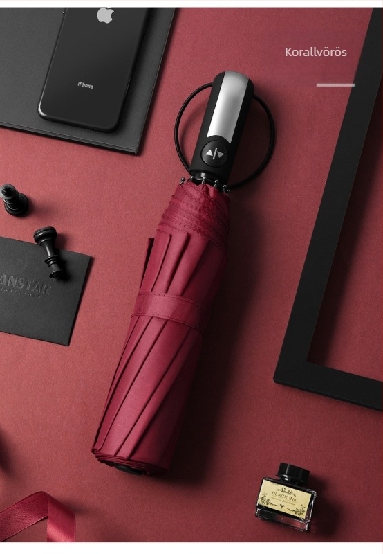 Reklám esernyő automata nyitással, 10 bordás keret, összecsukható, logó nyomtatás, UPF>50 UV védelem (10 bordás keret; automata nyitás; összecsukható; logó nyomtatás; UPF>50)