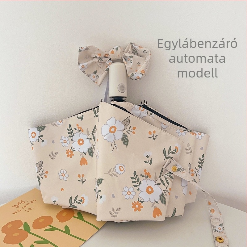 Virágos napernyő, öt részes, fél-automata nyitás, kompakt, UV-védelem UPF50+