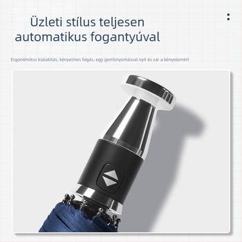 Automata összecsukható autóesernyő, modern tri-fold kialakítás, 10 acél borda, 190T anyag, UPF > 40, logó nyomtatása elérhető (automatikus nyitás, tri-fold dizájn, 10 acél bordák, 190T anyag, UPF > 40)