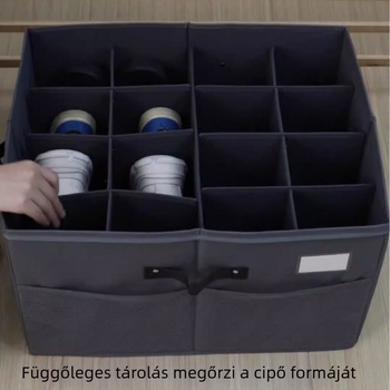 Textil cipő tároló doboz, összecsukható, átlátszó fedéllel, 18 literes kapacitás, Plug-in modell