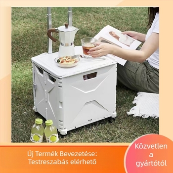 Összecsukható PP bevásárlókocsi házhoz, vásárláshoz és kempingezéshez, húzórúddal és négykerekes kialakítással