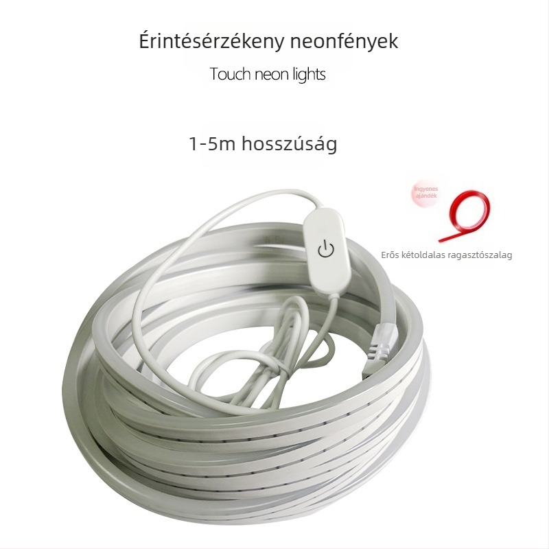 USB érintéses monokróm neon flexibilis szilikon LED lámpa állítható fényerővel, élő közvetítéshez és smink tükör előtti világításhoz