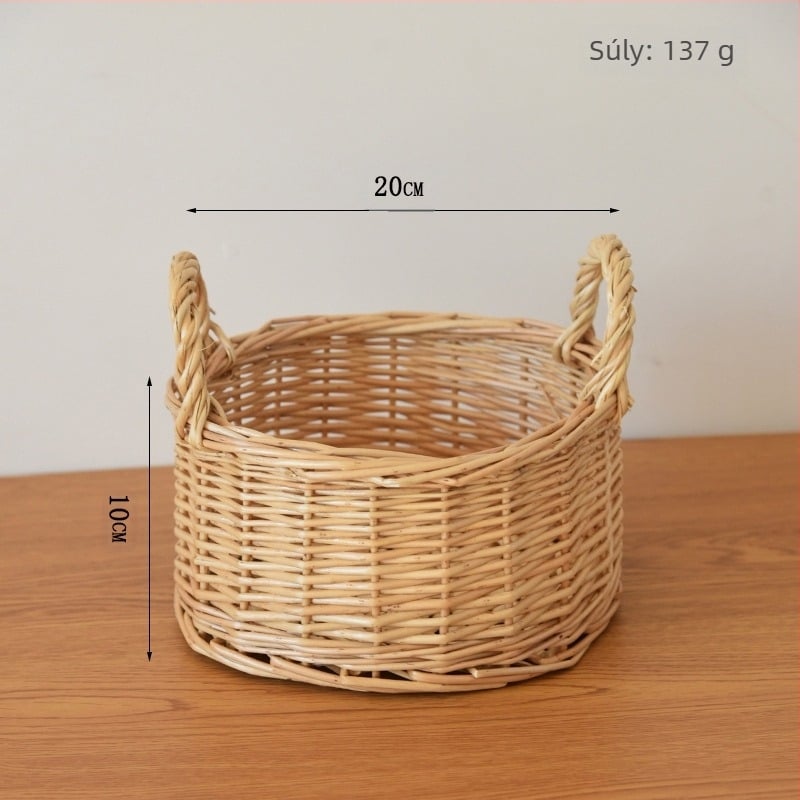 Fűzfa fonott virágkosár, kézzel készített dekorációs és tároló kosár, pásztor-stílusú.