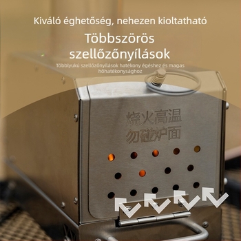 Mountain Guest kemping fatüzelésű tűzhely - 201 rozsdamentes acélból, hordozható kültéri főzőtűzhely