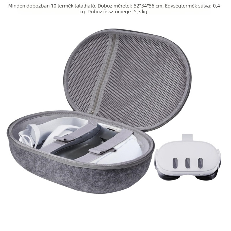 Filc VR szemüveg tároló táska Quest 2, Quest 3 és Vision Pro számára; súly 200 g; kompatibil modellek: Quest 2/3, Vision Pro.