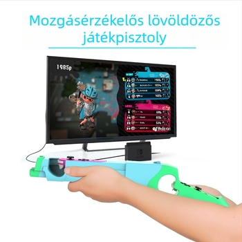 Switch lövöldözős játékgrip: modell HBS-122, ABS anyag, vezeték nélküli kapcsolat, kompatibil Switch, tömeg 238 g