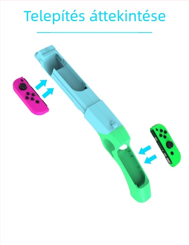 Switch lövöldözős játékgrip: modell HBS-122, ABS anyag, vezeték nélküli kapcsolat, kompatibil Switch, tömeg 238 g