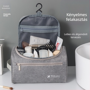 Utazási kozmetikai táska, nagy kapacitású, összecsukható, akasztóval, sokoldalú (anyag: 300D kation szövet)
