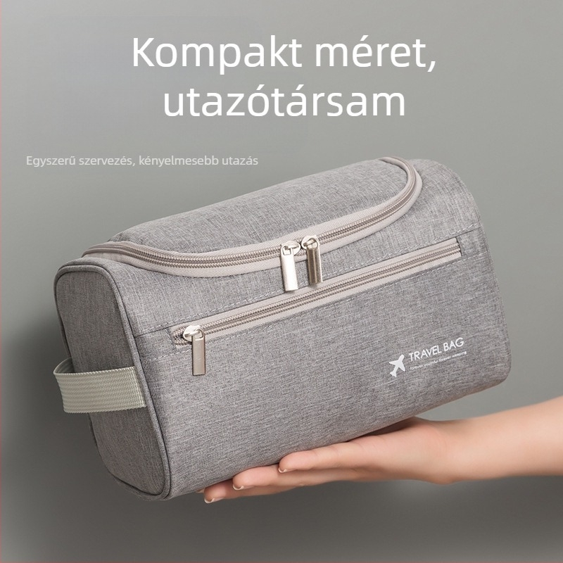 Utazási kozmetikai táska, nagy kapacitású, összecsukható, akasztóval, sokoldalú (anyag: 300D kation szövet)