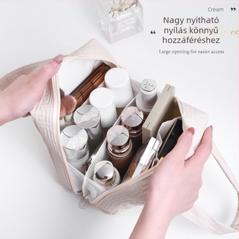 PU bőrhéjű kozmetikai neszesszer, nagy kapacitású utazáshoz, városi minimalist dizájn