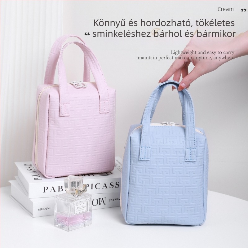 PU bőrhéjű kozmetikai neszesszer, nagy kapacitású utazáshoz, városi minimalist dizájn