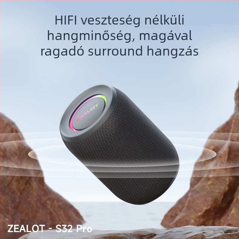 Hordozható Bluetooth hangszóró beépített mélynyomóval kültéri használatra - 16W, 100 Hz-20 kHz, SNR ≥75 dB, IPx3, beépített akkumulátor 2000-4000 mAh
