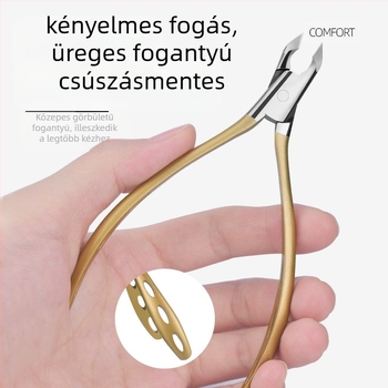 Rozsdamentes acél köröm-kutikula fogó görbült állkapcsokkal, manikűr eszköz, Huiya Hardware, OEM
