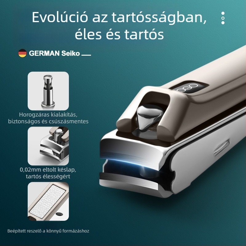 BTCLNTOS körömvágó, anti-splash dizájn, sík szájú, szénacél és cink-alumínium ötvözet