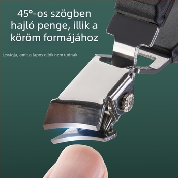 Körömvágó olló hajlított szájú és körömárok fogóval — műanyag és rozsdamentes acél