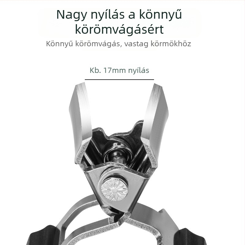 Körömvágó olló hajlított szájú és körömárok fogóval — műanyag és rozsdamentes acél