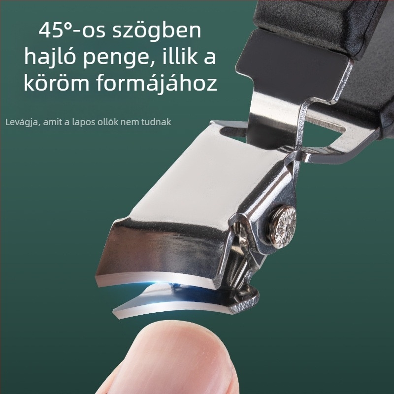 Körömvágó olló hajlított szájú és körömárok fogóval — műanyag és rozsdamentes acél