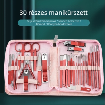 30-darabos körömvágó készlet – rozsdamentes acél – manikűr eszközkészlet