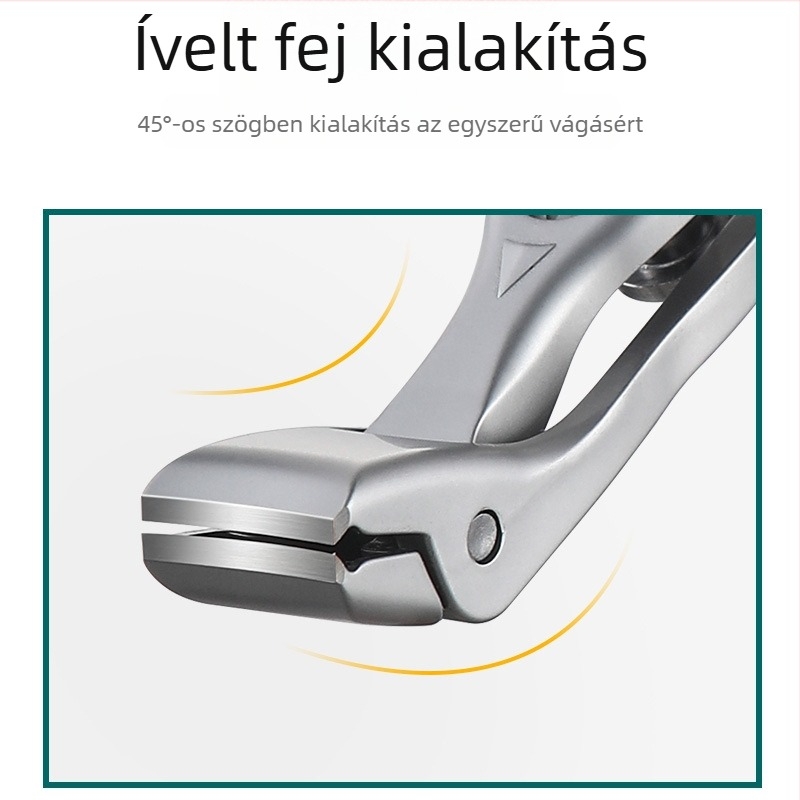 Hordozható rozsdamentes acél körömvágókészlet, sík szájú, pedikűrhöz, nagy nyílás, fröccsenés elleni védelem