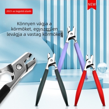 Szilikon markolatú körömvágó olló, cseppálló, kemény körmöknek, hordozható/otthoni használat, anyag: műanyag + rozsdamentes acél, OEM
