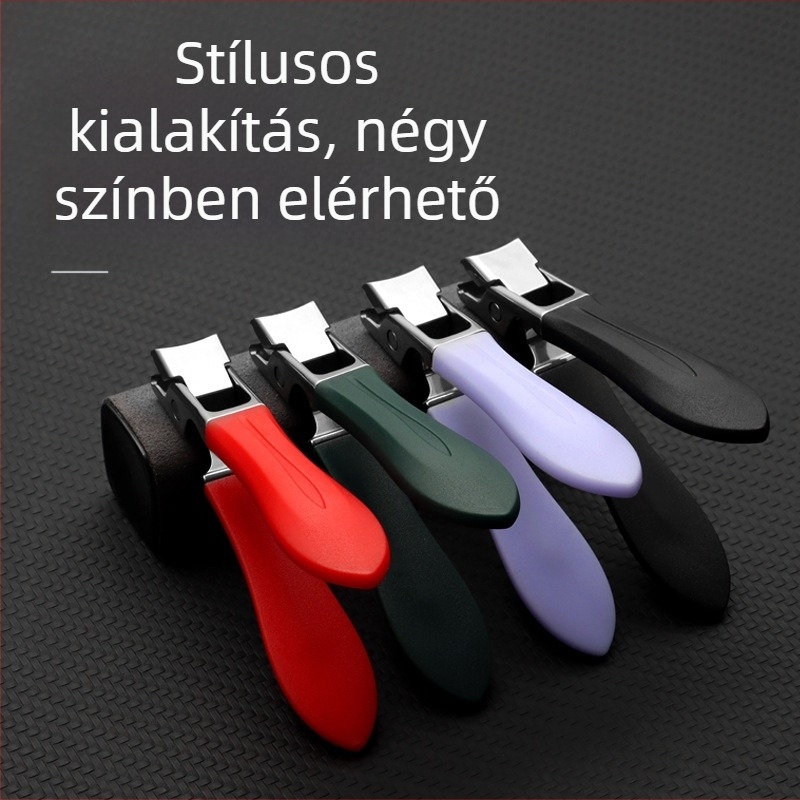 Szilikon markolatú körömvágó olló, cseppálló, kemény körmöknek, hordozható/otthoni használat, anyag: műanyag + rozsdamentes acél, OEM