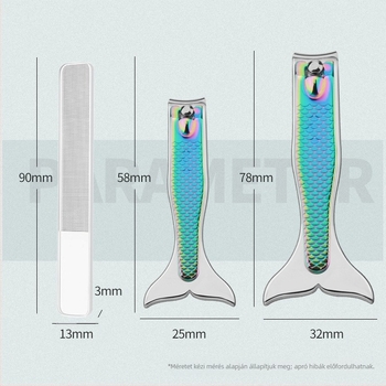 Rozsdamentes acél körömcsipesz készlet, sellőfarok dizájn, hordozható, otthoni stílus, OEM